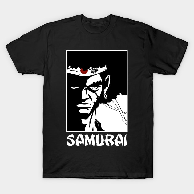 Afro Hair Japan Samurai T-Shirt by Brianconnor